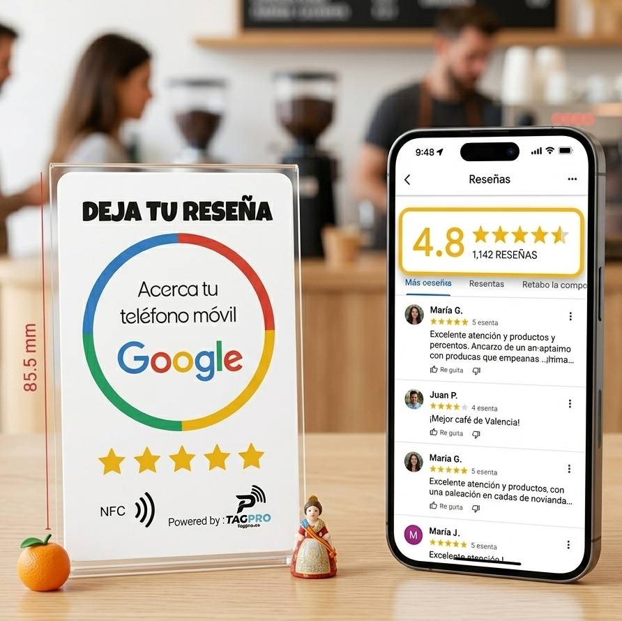 Tarjeta NFC reseñas de google maps